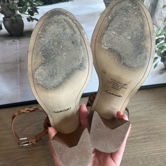 Leopard Calfhair Animal Print Strappy Heels Shoes Gianni Bini Marilane - Picture 8 of 9